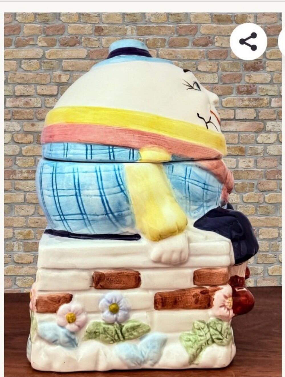 Vintage Ceramic Humpty Dumpty Cookie Jar - Multicolor - Picture 4 of 11
